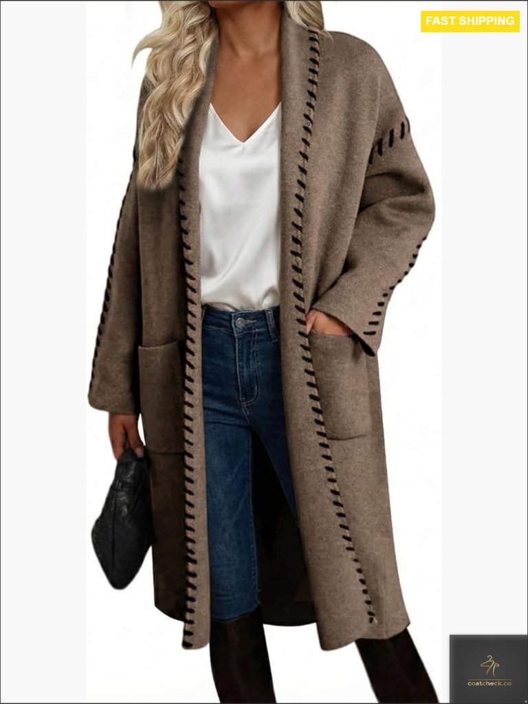 Oversized Chunky Knit Cardigan Sweater Coat With Pockets Long Open Front